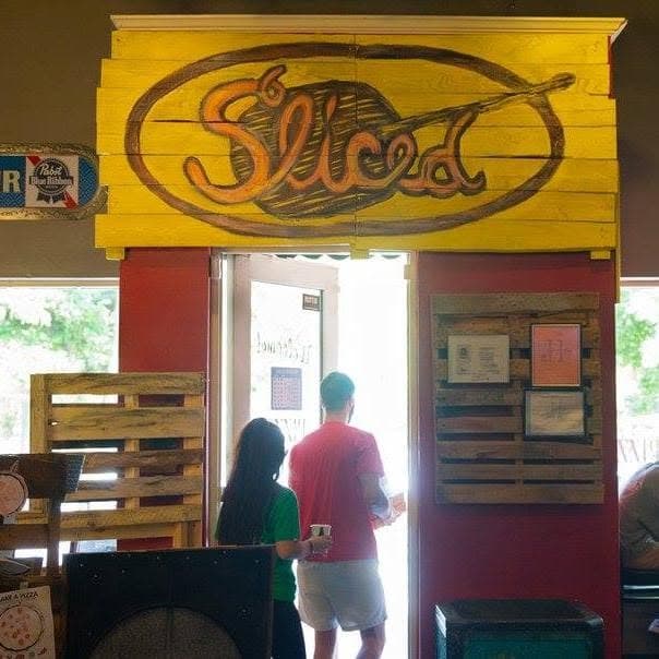 Sliced storefront sign